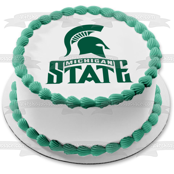 Michigan State University Hockey Spartans Logo Edible Cake Topper Image ABPID06037