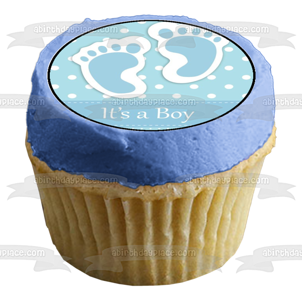 It's a Boy Baby Shower Stroller and Owls Edible Cupcake Topper Images ABPID05219