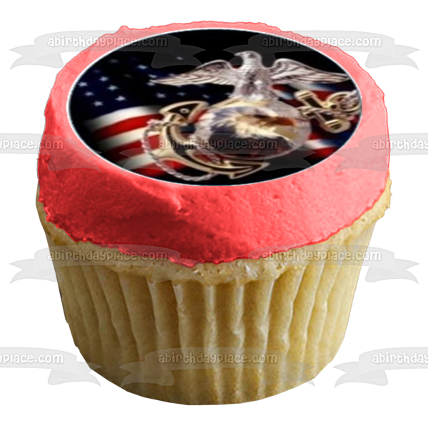 United States Department of the Navy Logo Emblem Eagle and the Us Flag Edible Cupcake Topper Images ABPID05510