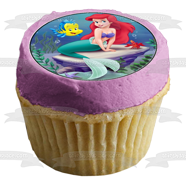 The Little Mermaid Ariel Flounder King Triton and Sebastian Edible Cupcake Topper Images ABPID06610