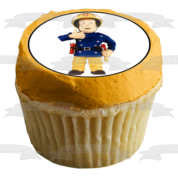 Fireman Sam Co-Workers Hose Fire Truck Fire Hose and Helmets Edible Cupcake Topper Images ABPID07018