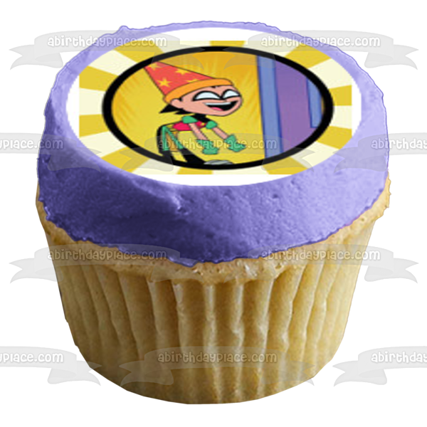 Teen Titans Go Logo Beast Boy Starfire Robin Cyborg and Raven Edible Cupcake Topper Images ABPID07022