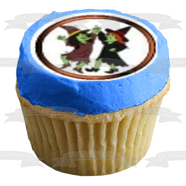 Happy Halloween Pumpkins Black Cat Witch Hat Ghost and Bats Edible Cupcake Topper Images ABPID07057