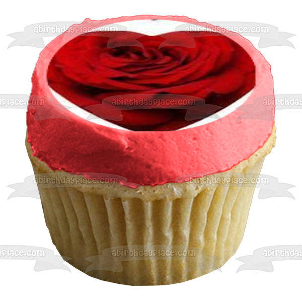 Imágenes de decoración comestible para cupcakes con rosas y corazones de amor ABPID07417