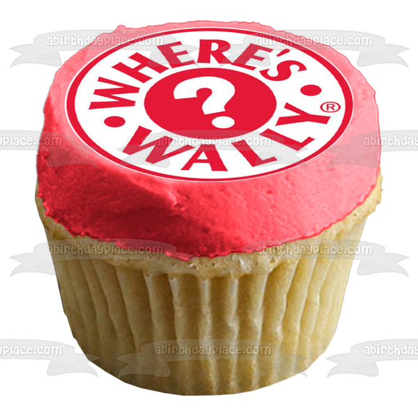 Where's Wally Red Background Question Marks Edible Cupcake Topper Images ABPID08232