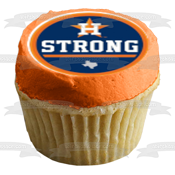 Imágenes de decoración comestible para cupcakes con logotipos de los Astros de Houston, MLB, Liga Mayor de Béisbol, ABPID27580