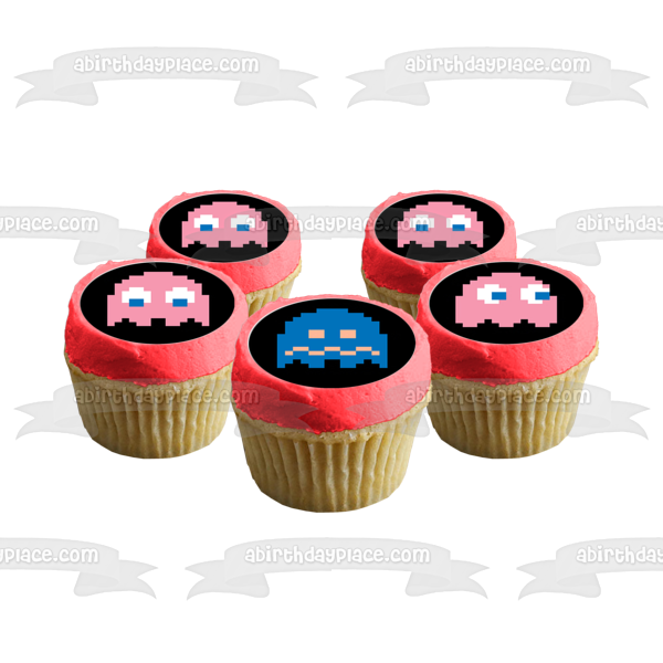 Pac-Man Ghosts Inky Pinky Blinky Clyde Edible Cupcake Topper Images ABPID14804