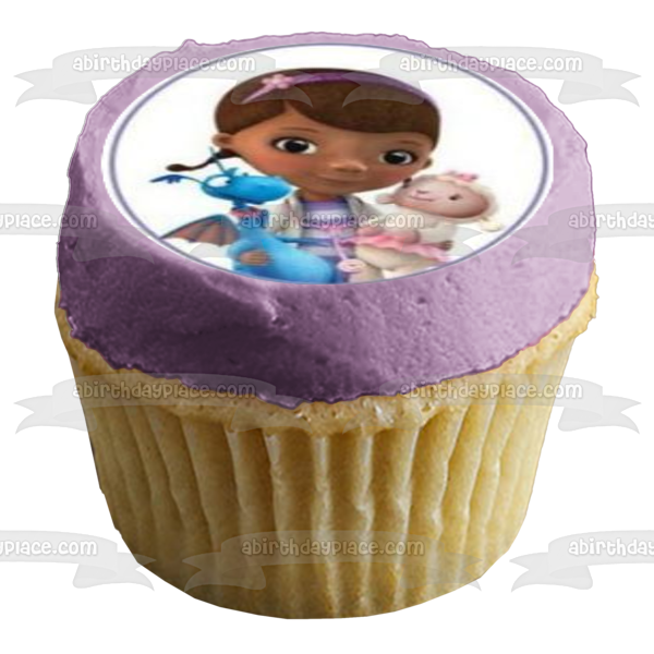 Doc McStuffins Lambie and Dragon Edible Cupcake Topper Images ABPID01234