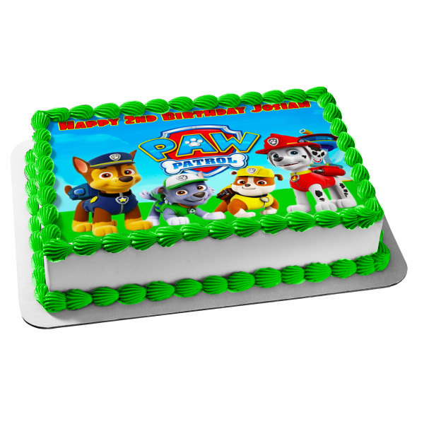 Paw Patrol Chase Rocky Marshall Rubble Edible Cake Topper Image