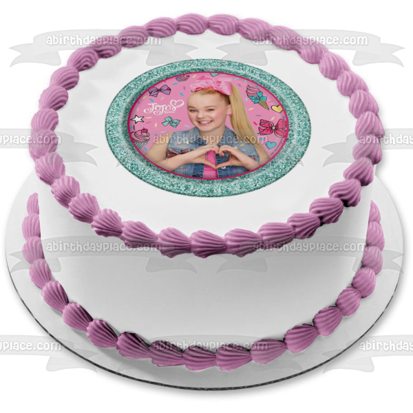 Jojo Siwa Heart Ice Cream Hair Bows Edible Cake Topper Image ABPID00091