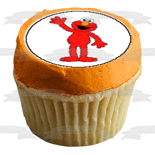Elmo Barrio Sésamo Sonriendo Agitando Imágenes De Adorno Comestible Para Cupcakes ABPID01699