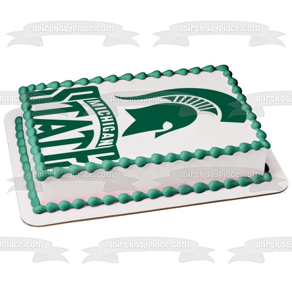 Michigan State University Hockey Spartans Logo Edible Cake Topper Image ABPID06037