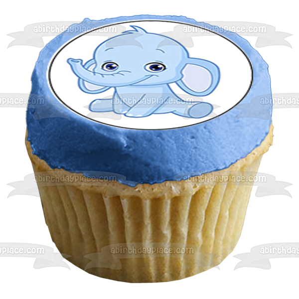 Elefante azul es un niño Cupcakes Edible Cupcake Topper Images ABPID52834