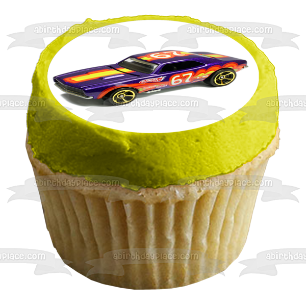 Muscle Cars Green Yellow Blue and White Edible Cupcake Topper Images ABPID06375