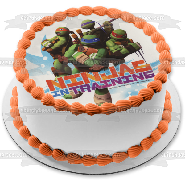 Tortugas Ninja mutantes adolescentes Tmnt Leonardo Donatello Raphael y Michelangelo Ninjas en entrenamiento Adorno comestible para tarta Imagen ABPID04696