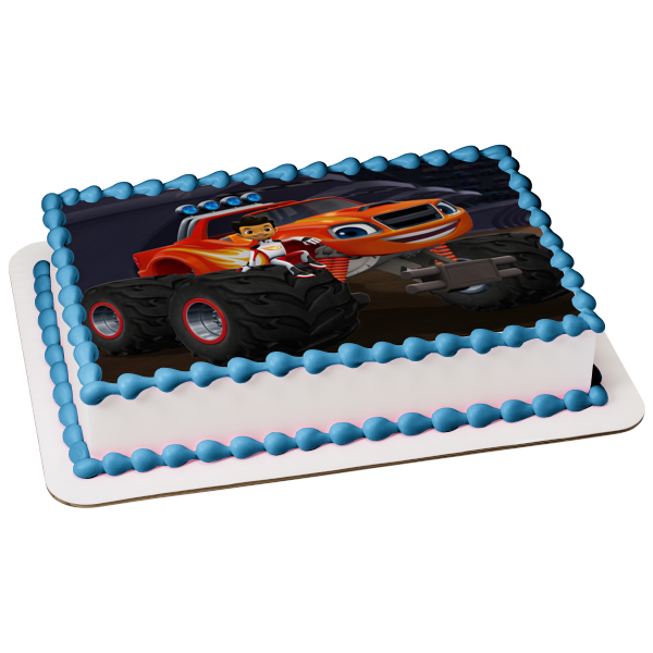 Blaze and the Monster Machines Aj and a Black Background Edible Cake T A Birthday Place