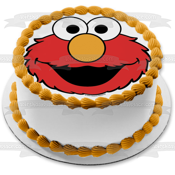 Sesame Street Elmo Face Edible Cake Topper Image ABPID53712