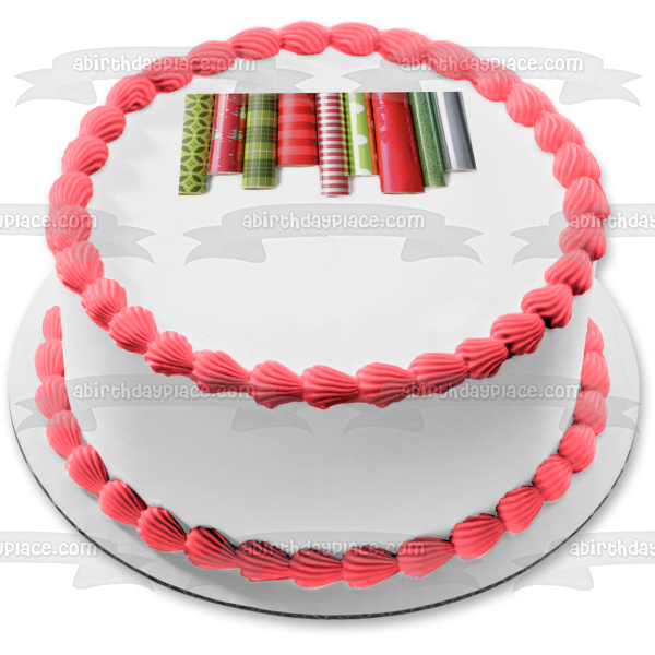 Rollos de papel de regalo Feliz Navidad Adorno comestible para tarta Imagen ABPID09673