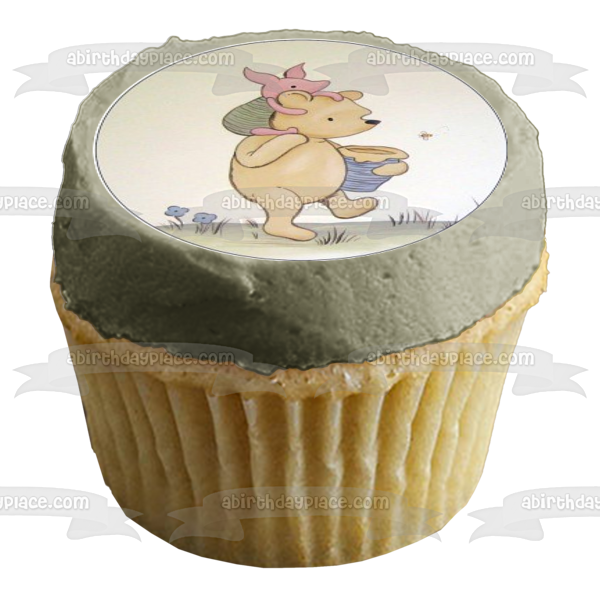 Disney Winnie the Pooh Pooh Bear Piglet Walking Honey Jar Edible Cupcake Topper Images ABPID09183