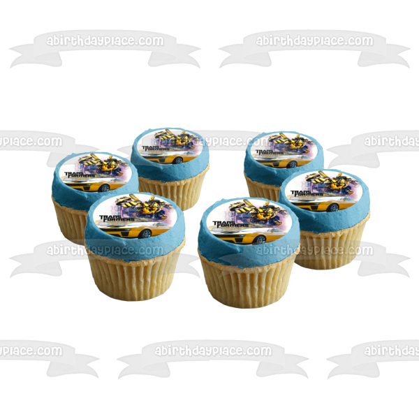 Transformers Reverse of the Fallen Bumblebee Autobot y Goldwheels Imagen comestible para decoración de tarta ABPID05231