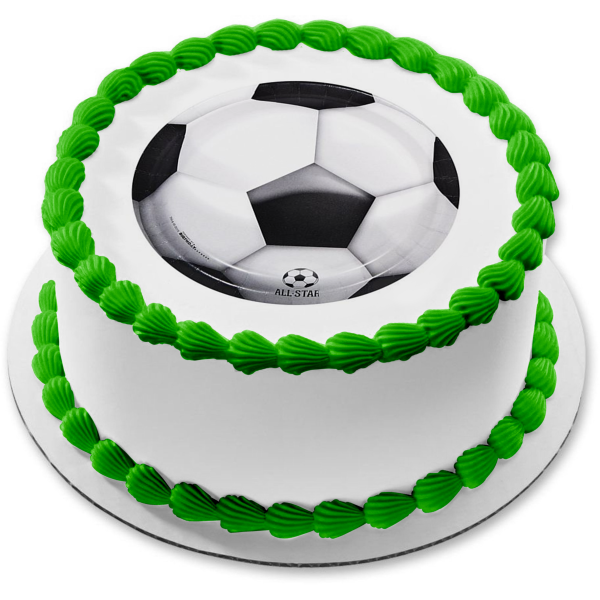 All Star Soccer Ball Edible Cake Topper Image ABPID05593 A Birthday Place