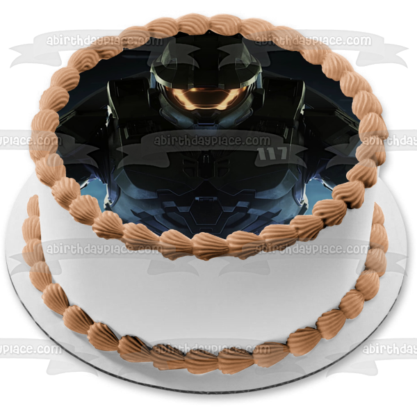 Halo Infinite Master Chief Spartan Shooter Video Game Edible Cake Topper Image ABPID53384