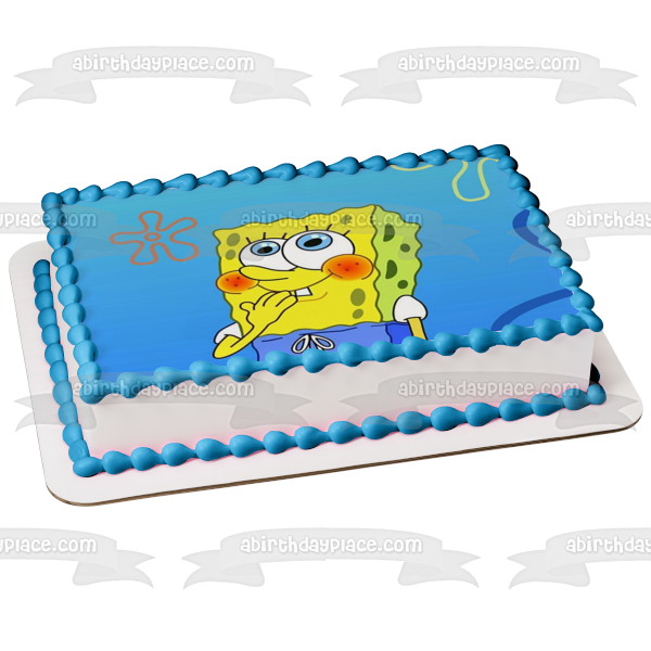 SpongeBob SquarePants Sponge Bob Square Pants Blushing Edible Cake Topper Image ABPID09201