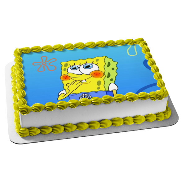 SpongeBob SquarePants Sponge Bob Square Pants Blushing Edible Cake Topper Image ABPID09201