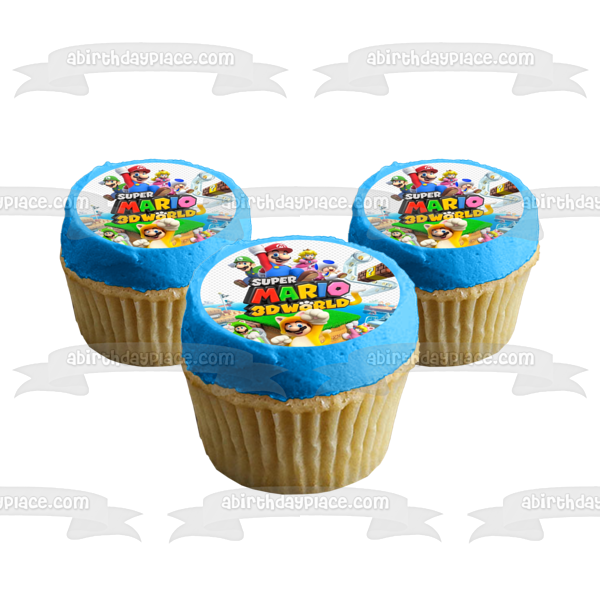 Super Mario 3D World Luigi Toad Princess Peach Edible Cake Topper Image ABPID53945