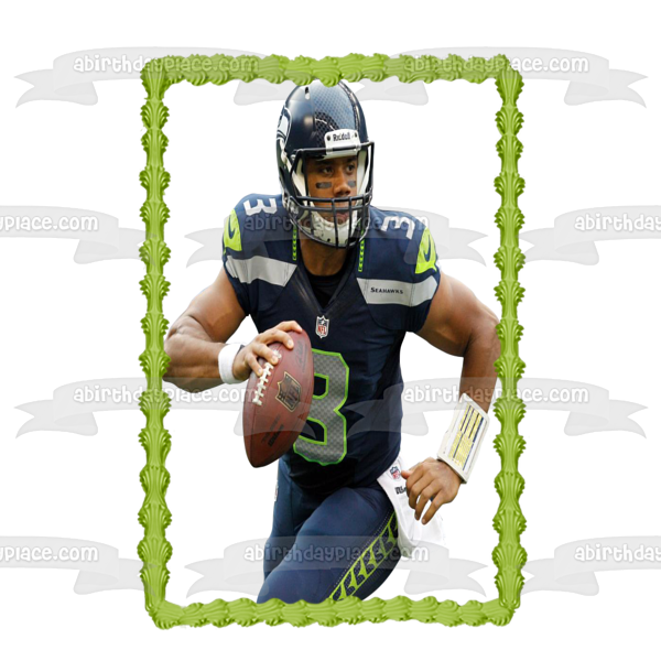 Seattle Seahawks NFL Russel Wilson Football Edible Cake Topper Image ABPID09945
