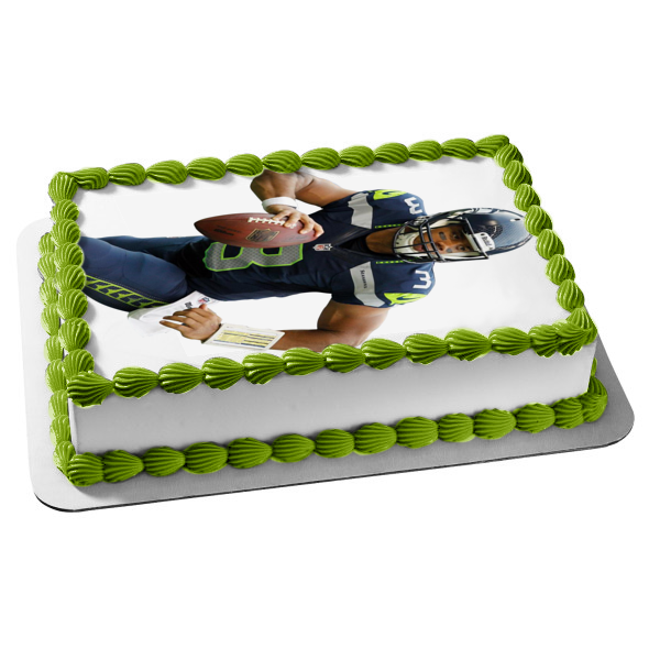Seattle Seahawks NFL Russel Wilson Football Edible Cake Topper Image ABPID09945