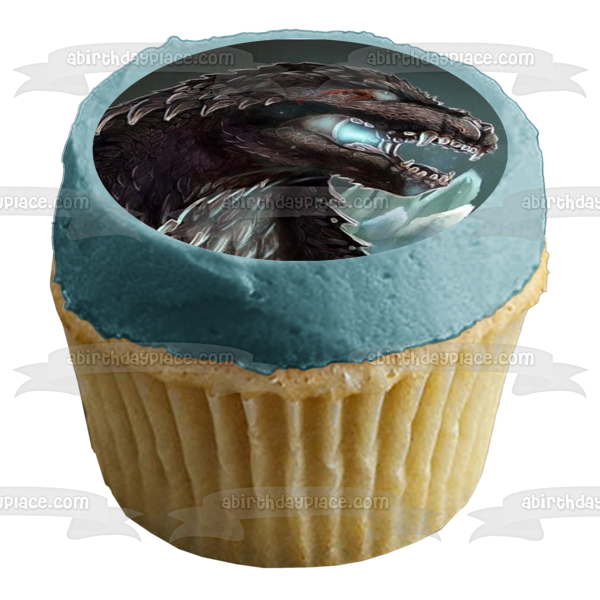 Imagen comestible para decoración de tarta con fondo negro de Godzilla ABPID10351