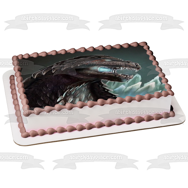 Imagen comestible para decoración de tarta con fondo negro de Godzilla ABPID10351