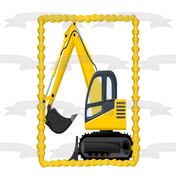 Construction Equipment Excavator Edible Cake Topper Image ABPID11140