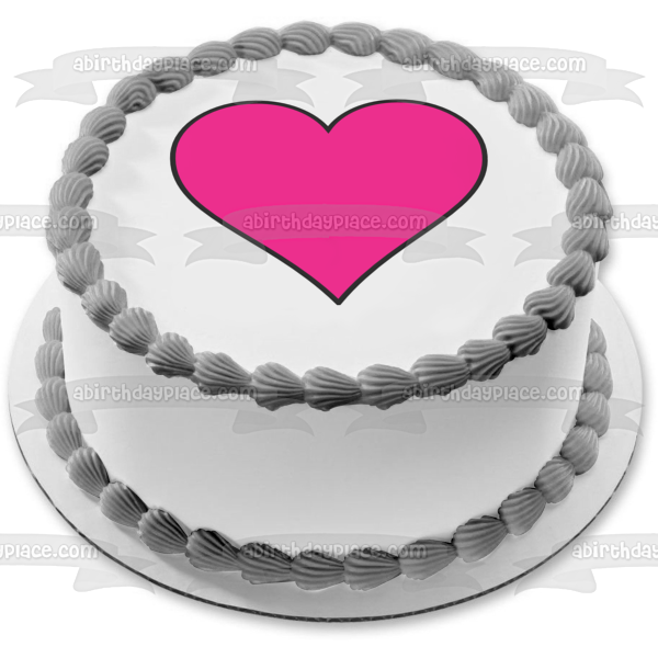 Adorno comestible para tarta con bordes negros y corazón rosa de dibujos animados, imagen ABPID12998