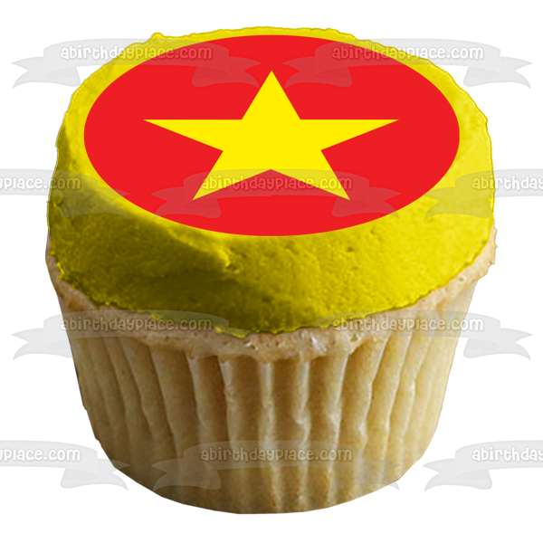 Bandera de Vietnam Bandera roja con estrella dorada Imagen comestible para decoración de tarta ABPID13030