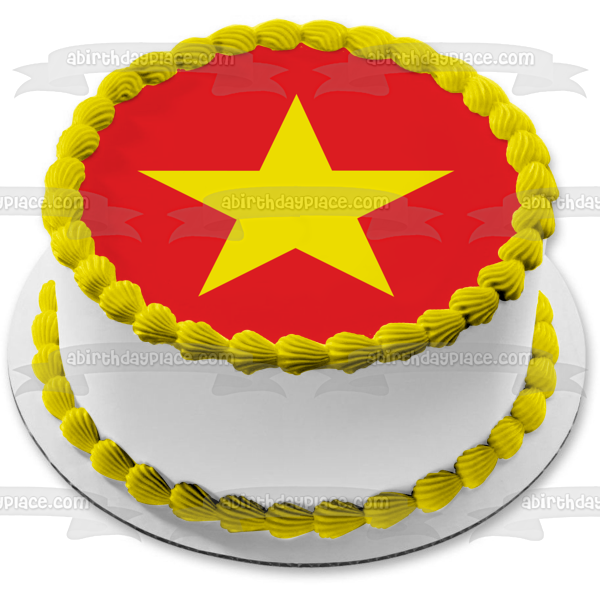Bandera de Vietnam Bandera roja con estrella dorada Imagen comestible para decoración de tarta ABPID13030