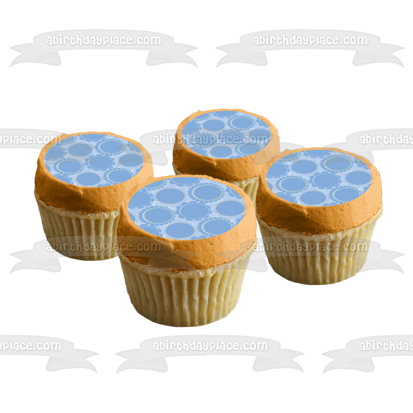 Blue Circle Flowers Blue Background Edible Cake Topper Image ABPID13156