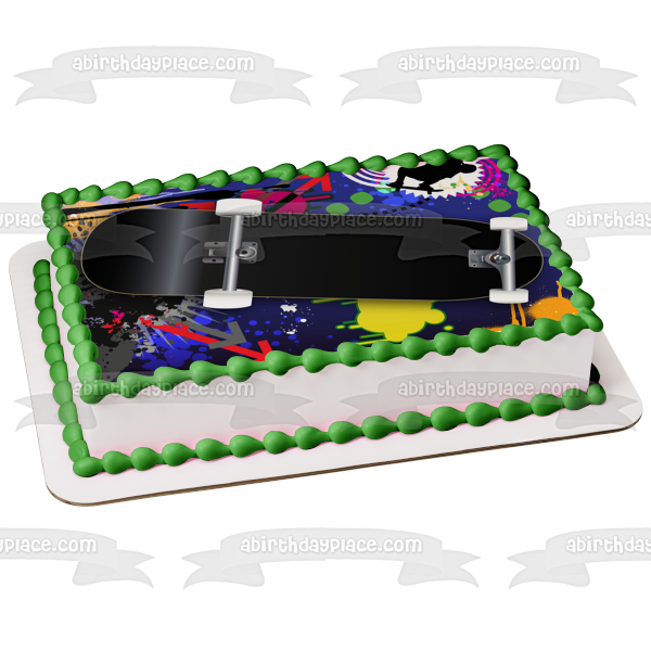 Sports Skateboarding Graffiti Splash Background Edible Cake Topper Image ABPID13191