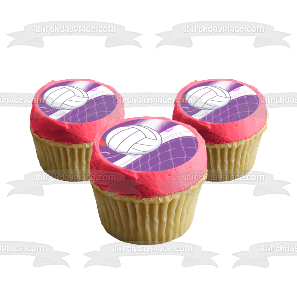 Volleyball Sports Net White Stars Edible Cake Topper Image ABPID13338