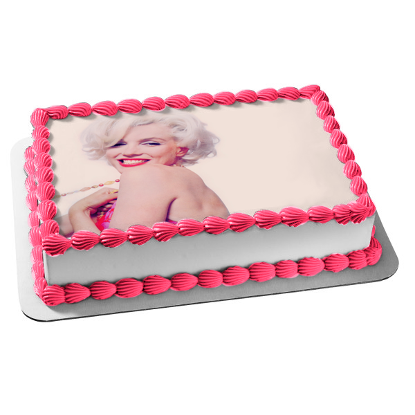 Marilyn Monroe Red Dress Pink Background Edible Cake Topper Image ABPI – A Birthday Place