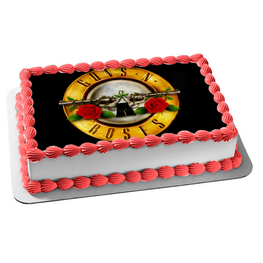 Guns N Roses Logo Rock Band Black Background Edible Cake Topper Image ABPID26877