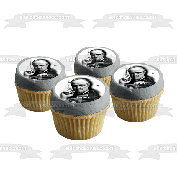 The Godfather Vito Corleone Car Black and White Edible Cake Topper Image ABPID27130