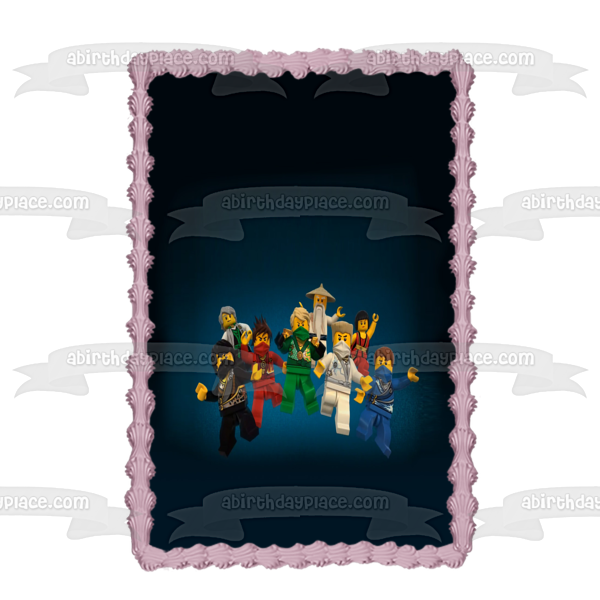 LEGO Ninjago Masters of Spinjitzu Red Ranger Blue Ranger Black Ranger Green Ranger Master Wu Edible Cake Topper Image ABPID27775