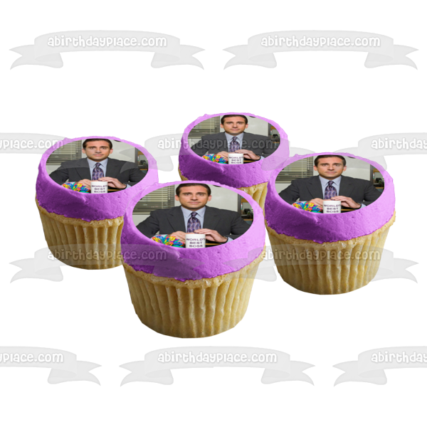The Office Michael Scott Desk Coffee Mug Edible Cake Topper Image ABPID27714