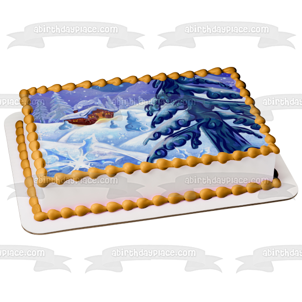 Christmas Snow Covered Cabin Edible Cake Topper Image ABPID50672 – A ...