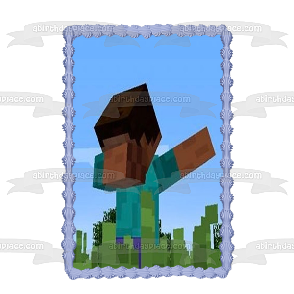 Minecraft Steve Dabbing Edible Cake Topper Image ABPID51125