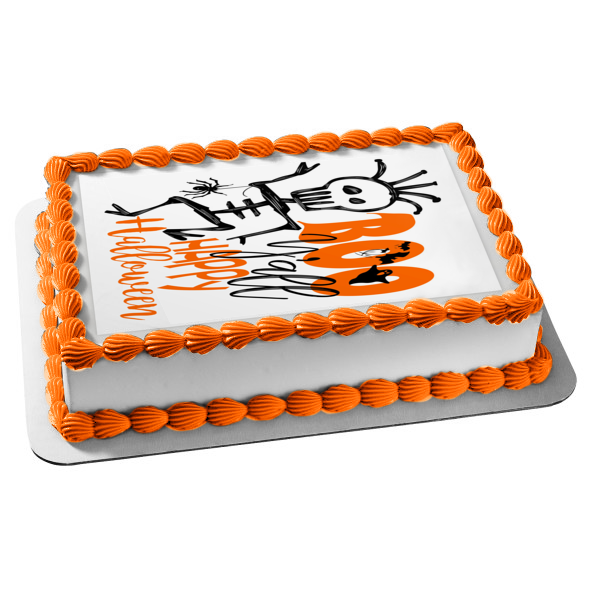 Boo Ya'll Happy Halloween Skeleton Spider Ghosts Bats Edible Cake Topper Image ABPID52690