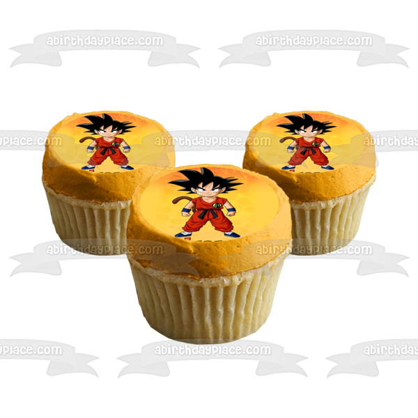 Young Goku Dbz Dragon Ball Z Anime Serie Animada Feliz Cumpleaños Nombre Personalizado Adorno Comestible Para Tarta Imagen ABPID53185