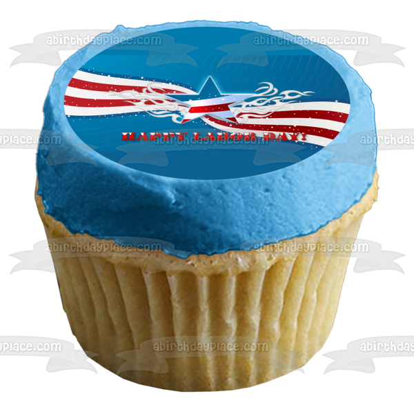 Happy Labor Day American Flag Edible Cake Topper Image ABPID54194